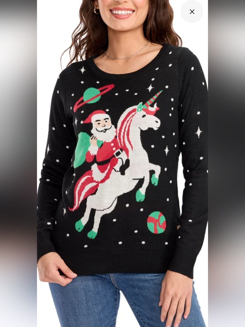 Tipsy Elves Women's Ugly Santa Unicorn Sweater Medium